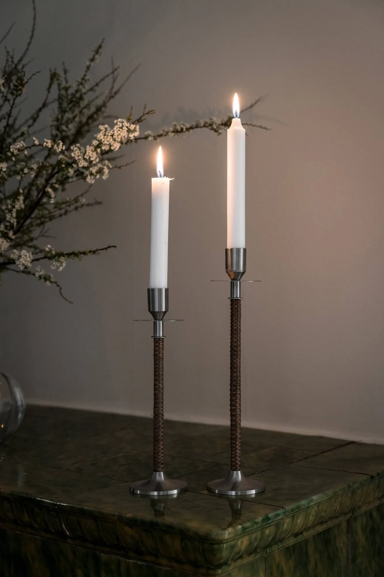 Ernst portacandela intrecciato, Acciaio spazzolato, Ø8x30 cm ERNST