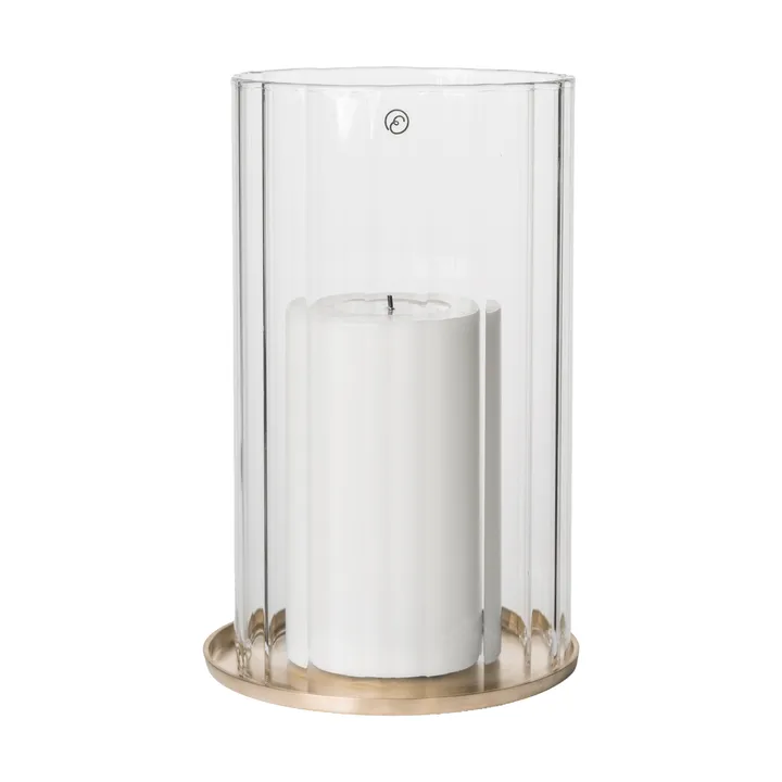 Ernst portacandela per candele a colonna - Ottone-vetro, Ø13x21 cm - ERNST