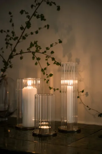 Ernst portacandela per candele a colonna - Ottone-vetro, Ø13x21 cm - ERNST