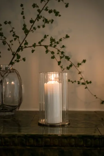 Ernst portacandela per candele a colonna - Ottone-vetro, Ø13x21 cm - ERNST