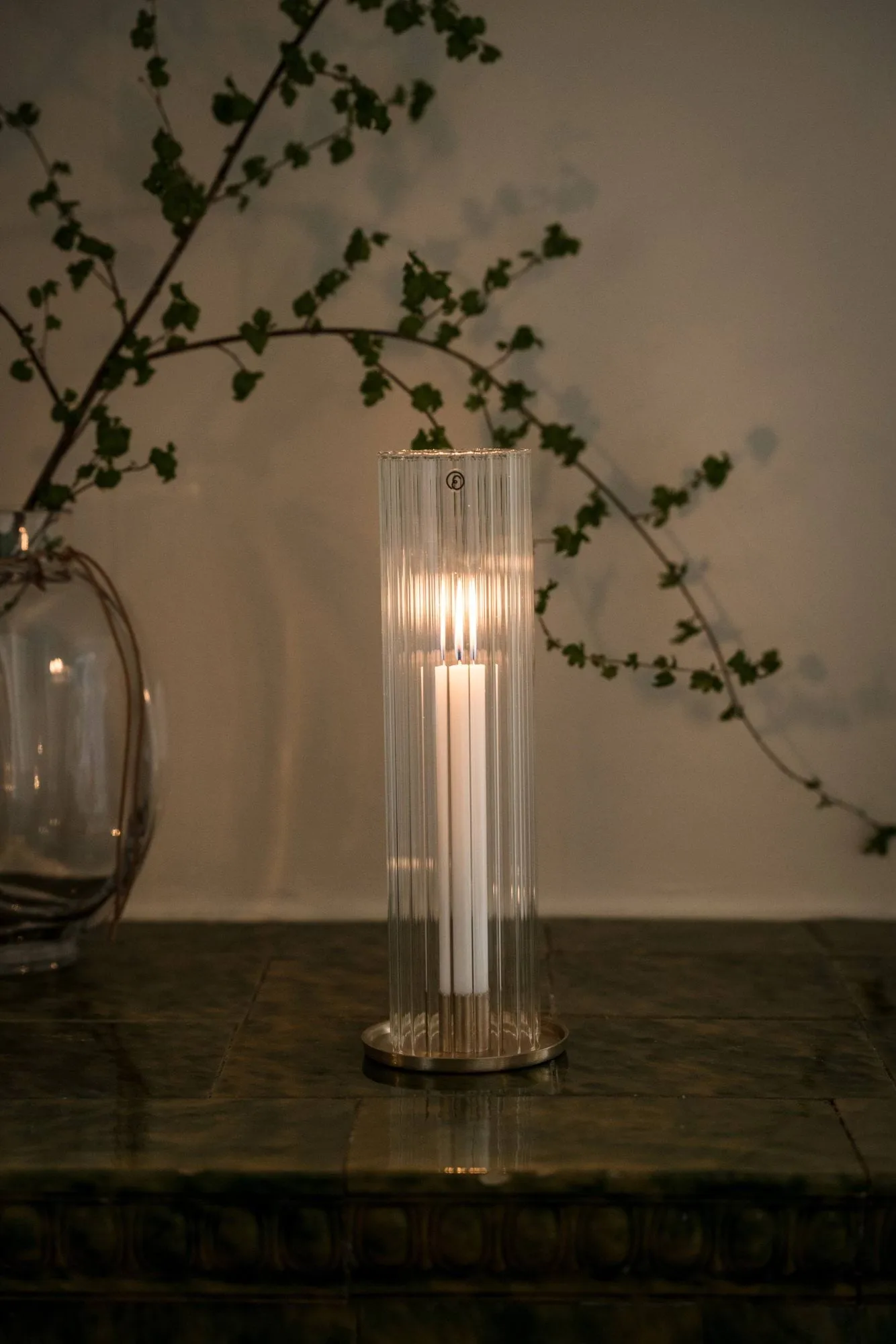 Ernst portacandela per candele a stelo, Ottone-vetro, Ø9x27,5 cm ERNST