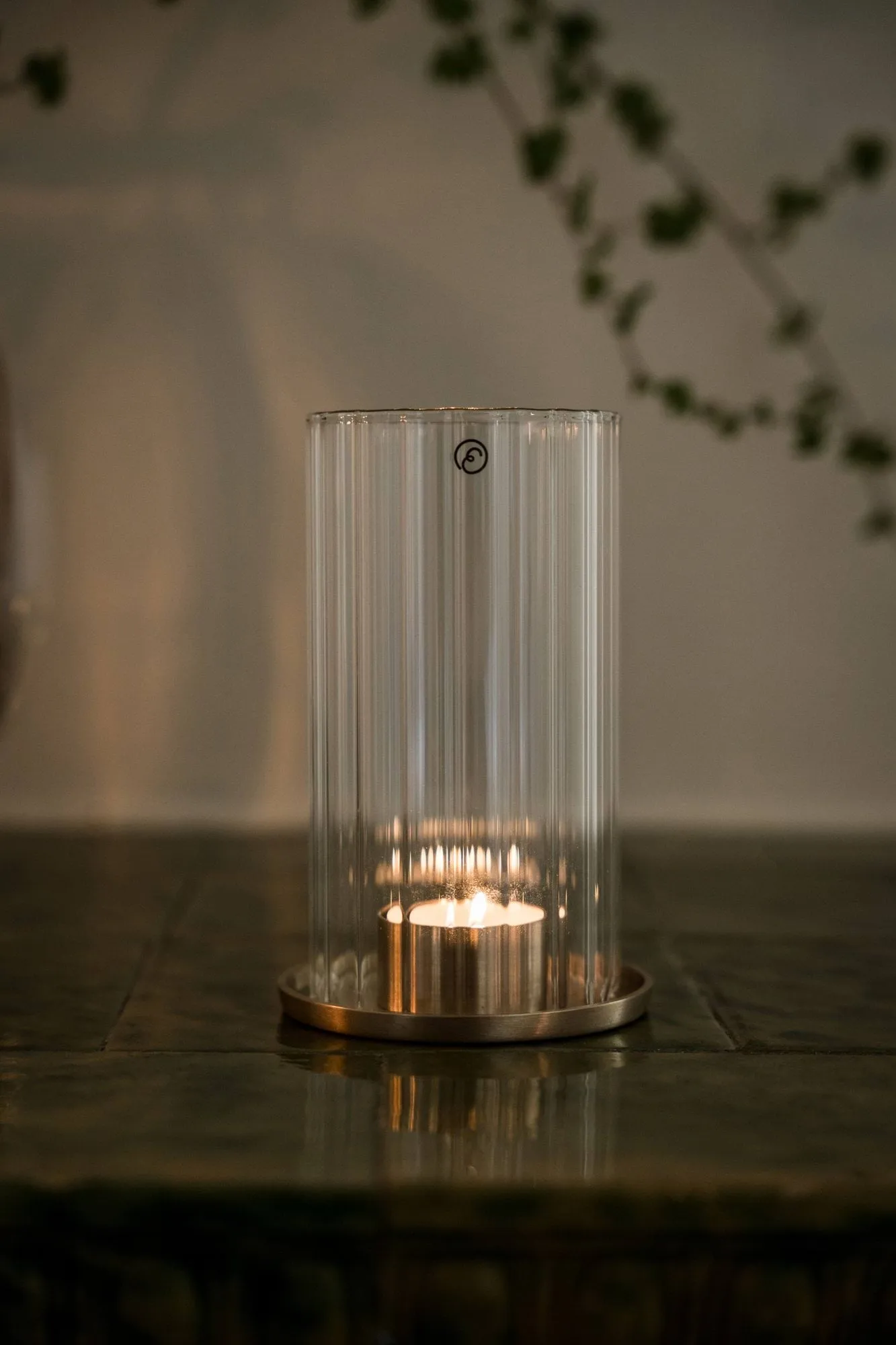 Ernst portacandela per tealight, Ottone-vetro, Ø9x15 cm ERNST
