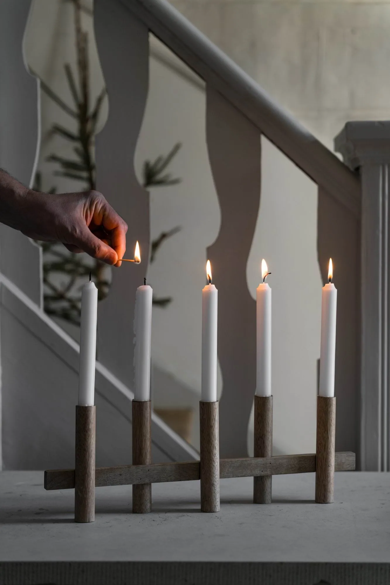 Ernst portacandele 5 luci, Legno chiaro ERNST
