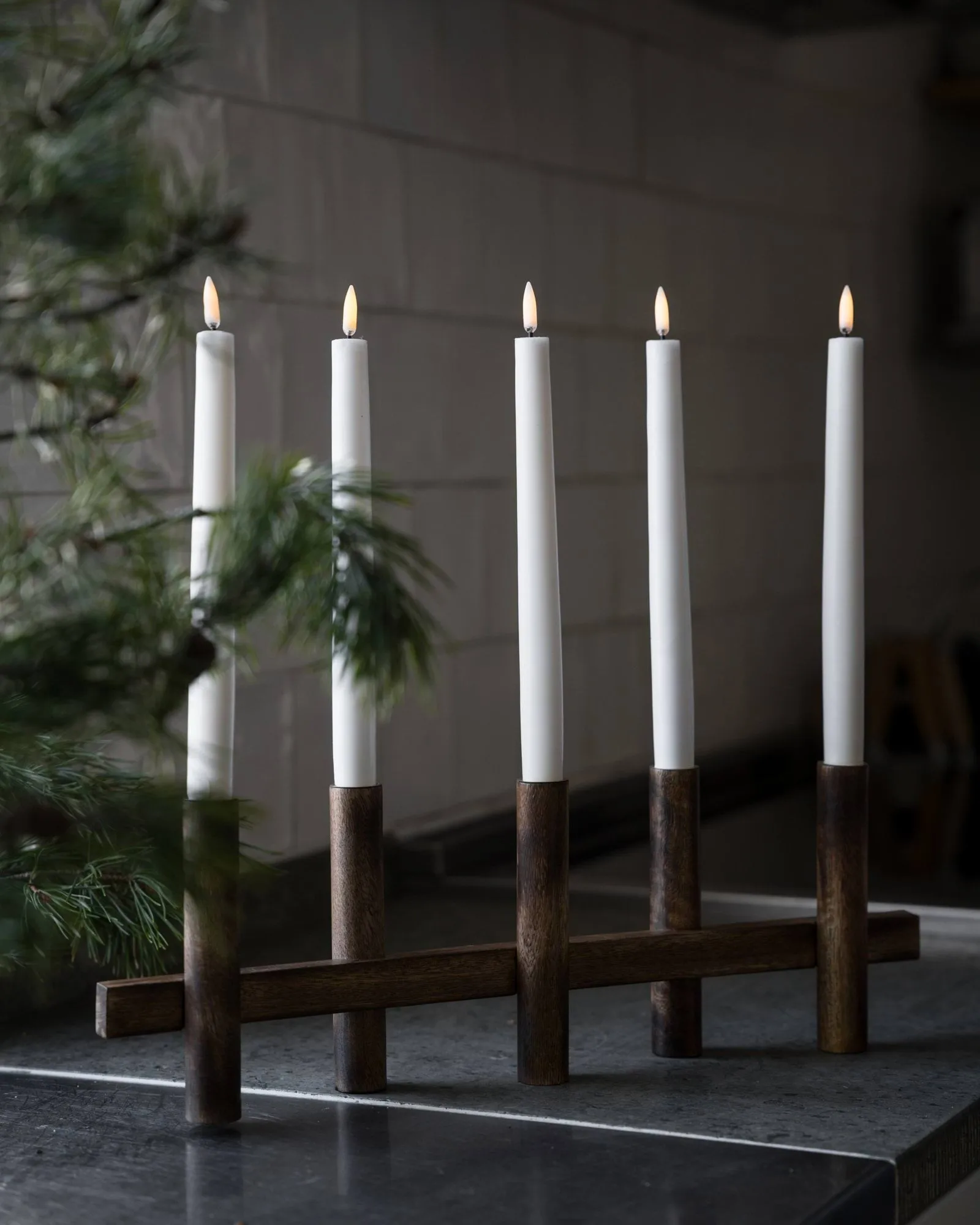 Ernst portacandele 5 luci, Legno scuro ERNST