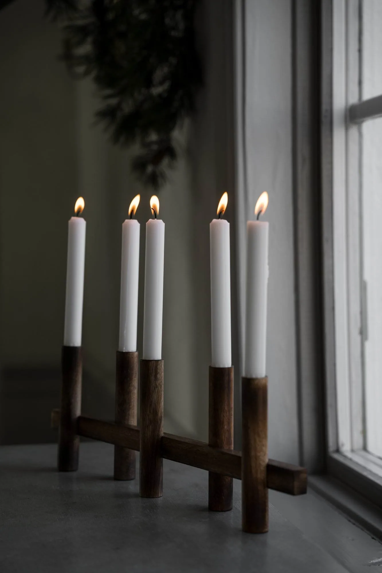 Ernst portacandele 5 luci, Legno scuro ERNST