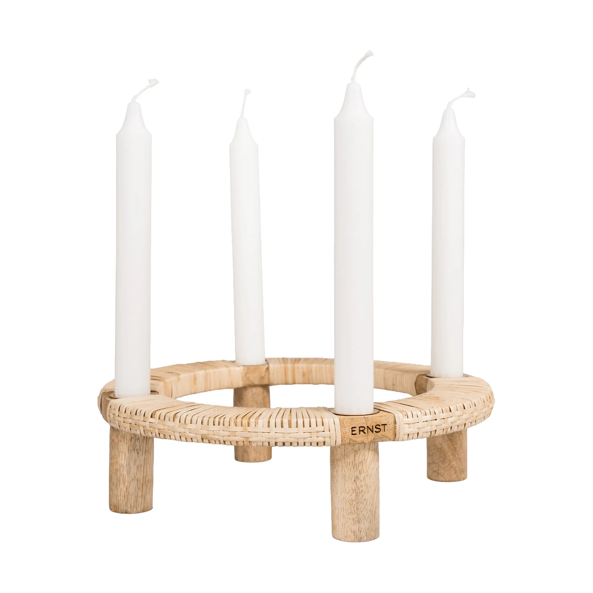 Ernst portacandele rotondo 4 luci, Legno chiaro ERNST