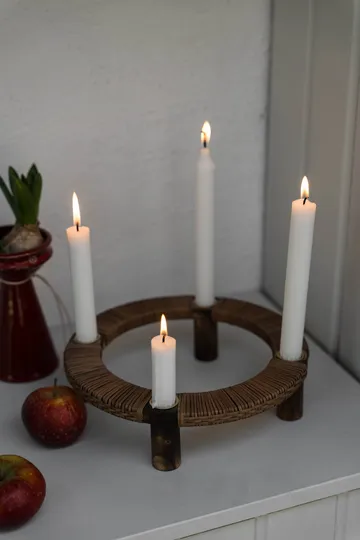 Ernst portacandele rotondo 4 luci - Legno scuro - ERNST