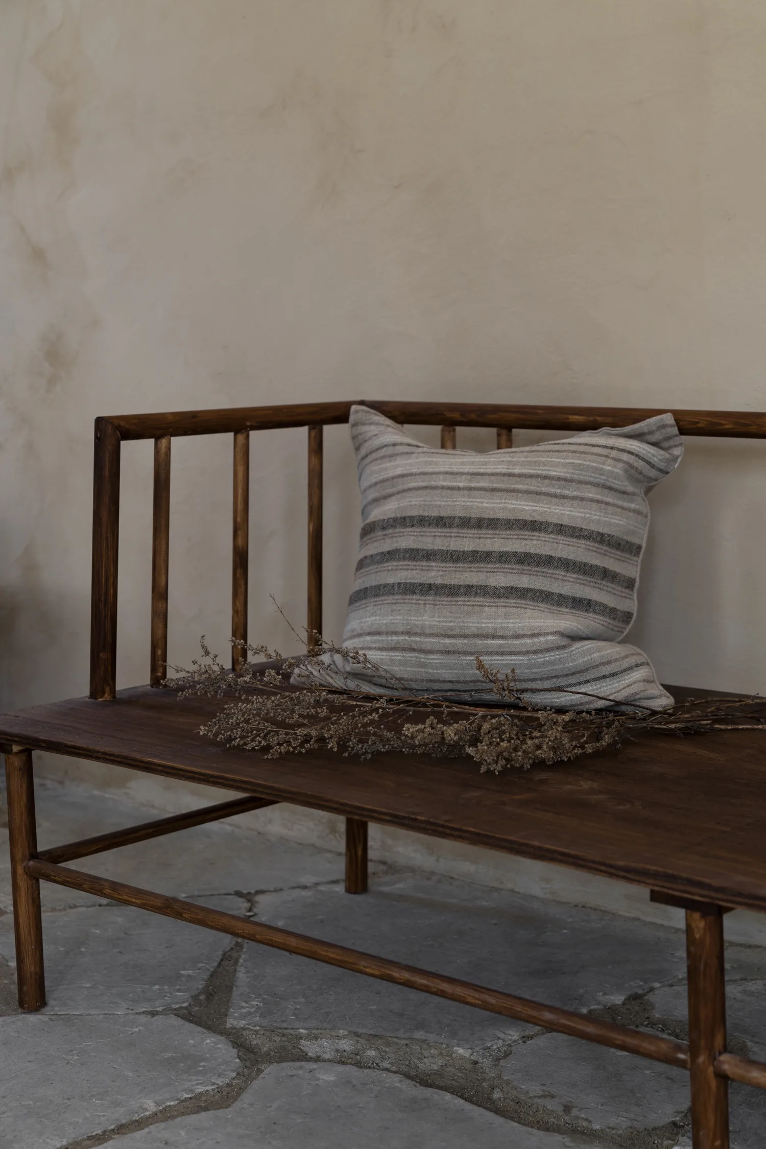 Fodera per cuscino Ernst in lino e juta a righe, 50x50 cm ERNST