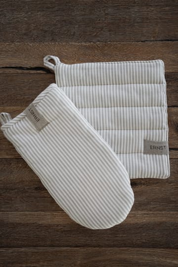 Guanto da forno a righe Ernst - Beige-bianco a righe - ERNST
