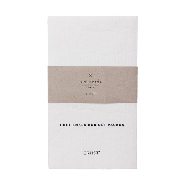 Panno per piatti Ernst con citazione/a righe, confezione da 2, Bianco ERNST