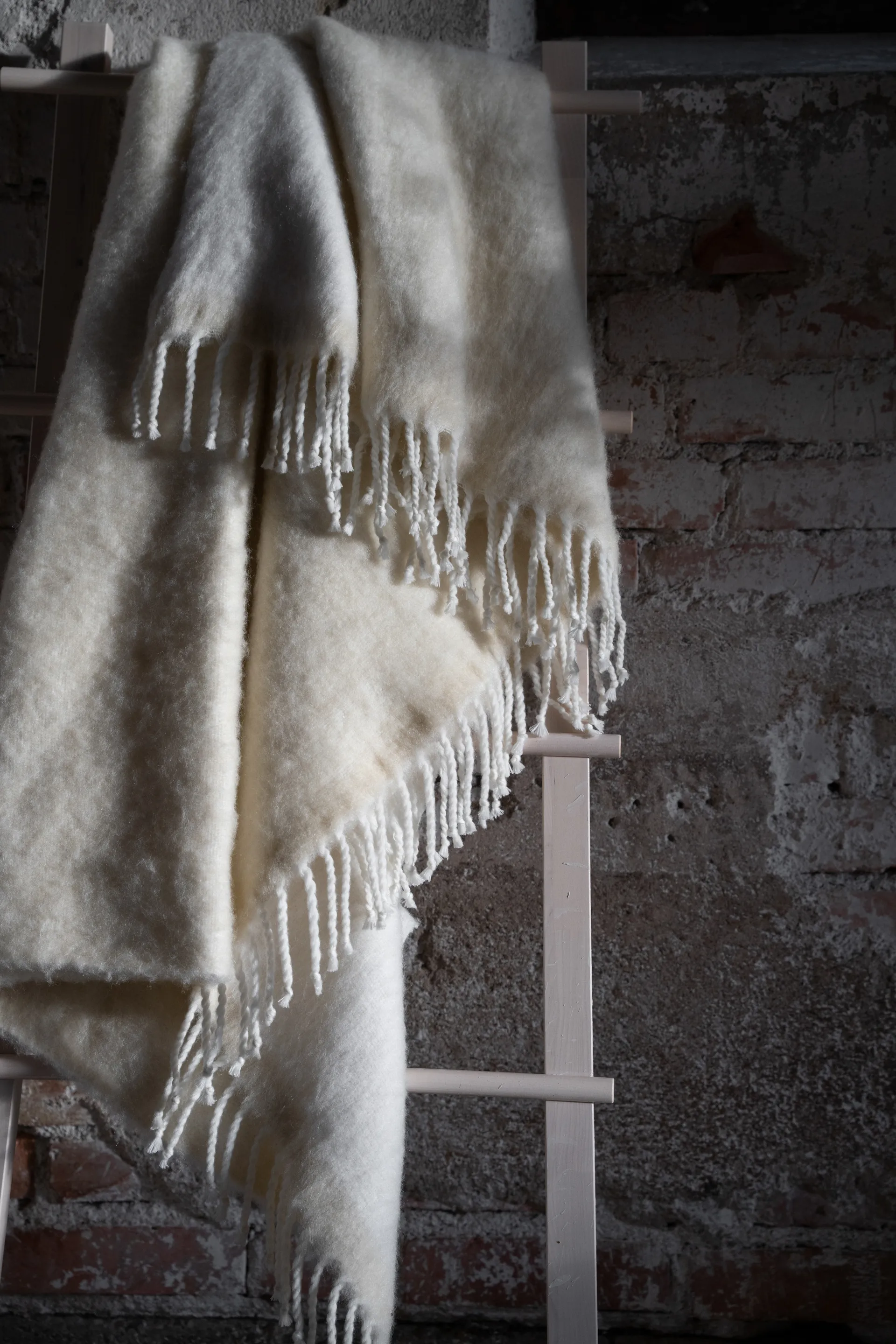 Plaid Ernst con frange 130x170 cm, Avorio naturale ERNST