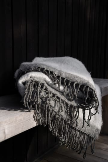 Plaid Ernst con frange 130x170 cm - Grigio scuro-bianco - ERNST