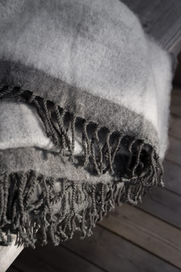 Plaid Ernst con frange 130x170 cm - Grigio scuro-bianco - ERNST
