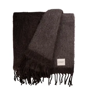 Plaid Ernst con frange 130x170 cm - Marrone scuro-marrone - ERNST