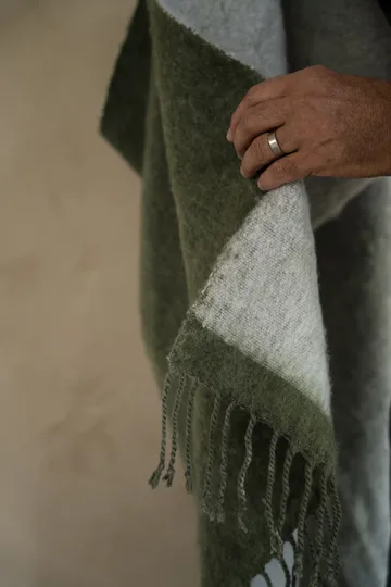 Plaid Ernst con frange 130x170 cm - Verde-bianco - ERNST