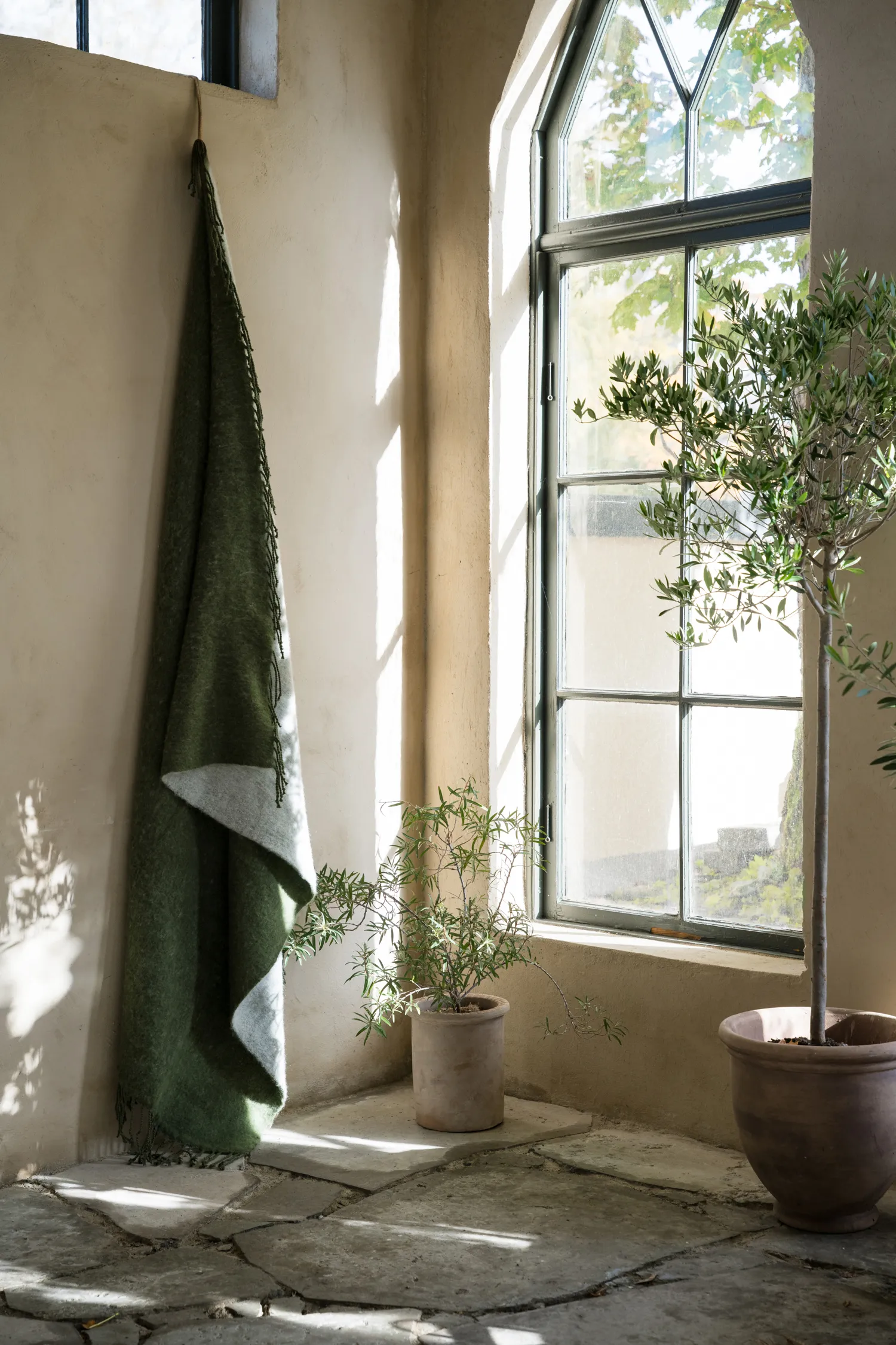 Plaid Ernst con frange 130x170 cm, Verde-bianco ERNST