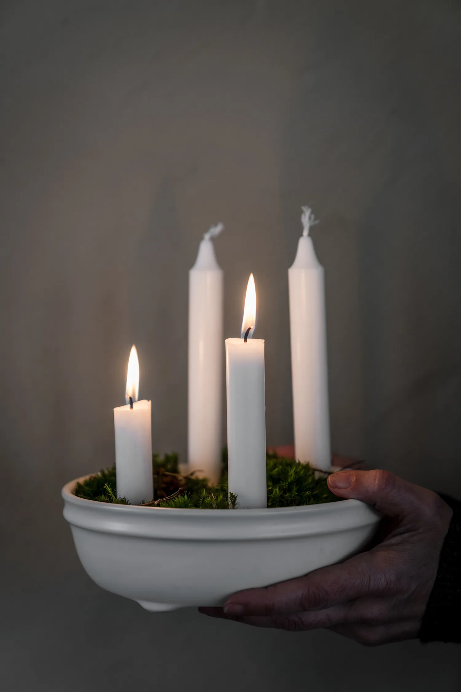 Portacandele Ernst a 4 luci, Bianco naturale smaltato ERNST