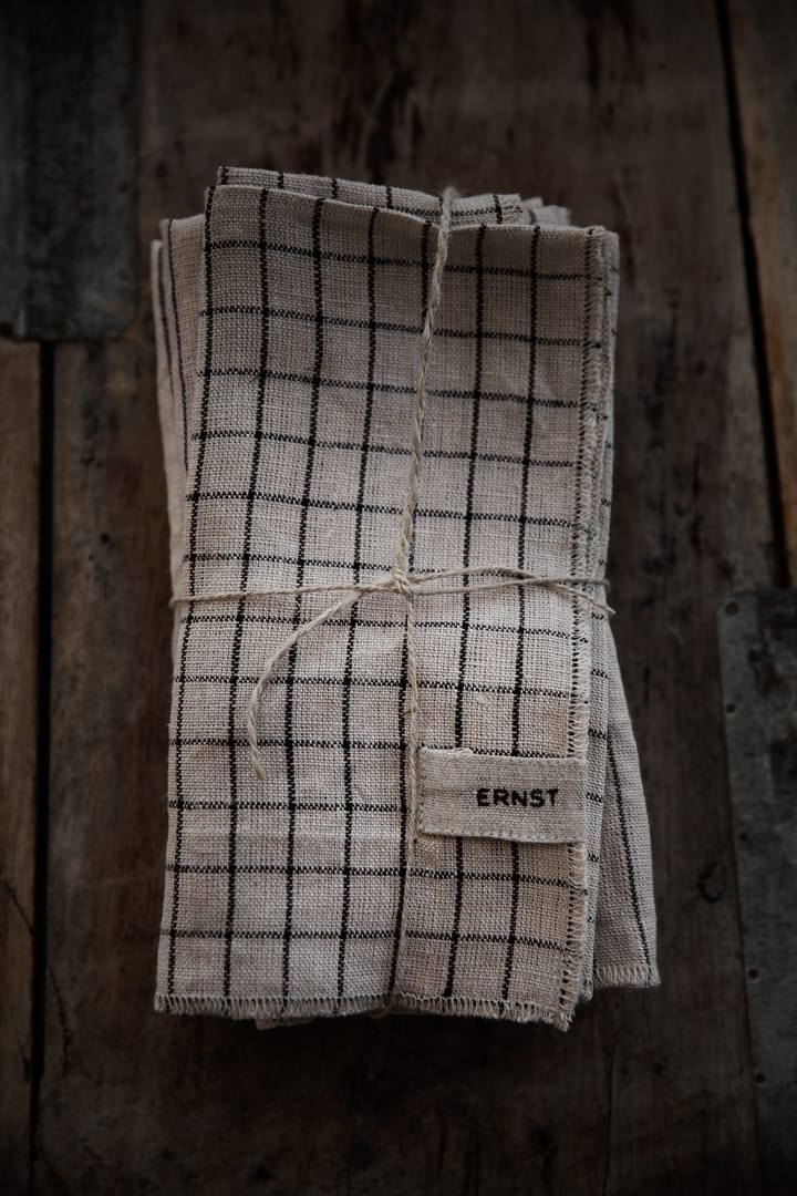 Tovagliolo Ernst a quadretti, set da 2, 40x40 cm, Nero-beige ERNST