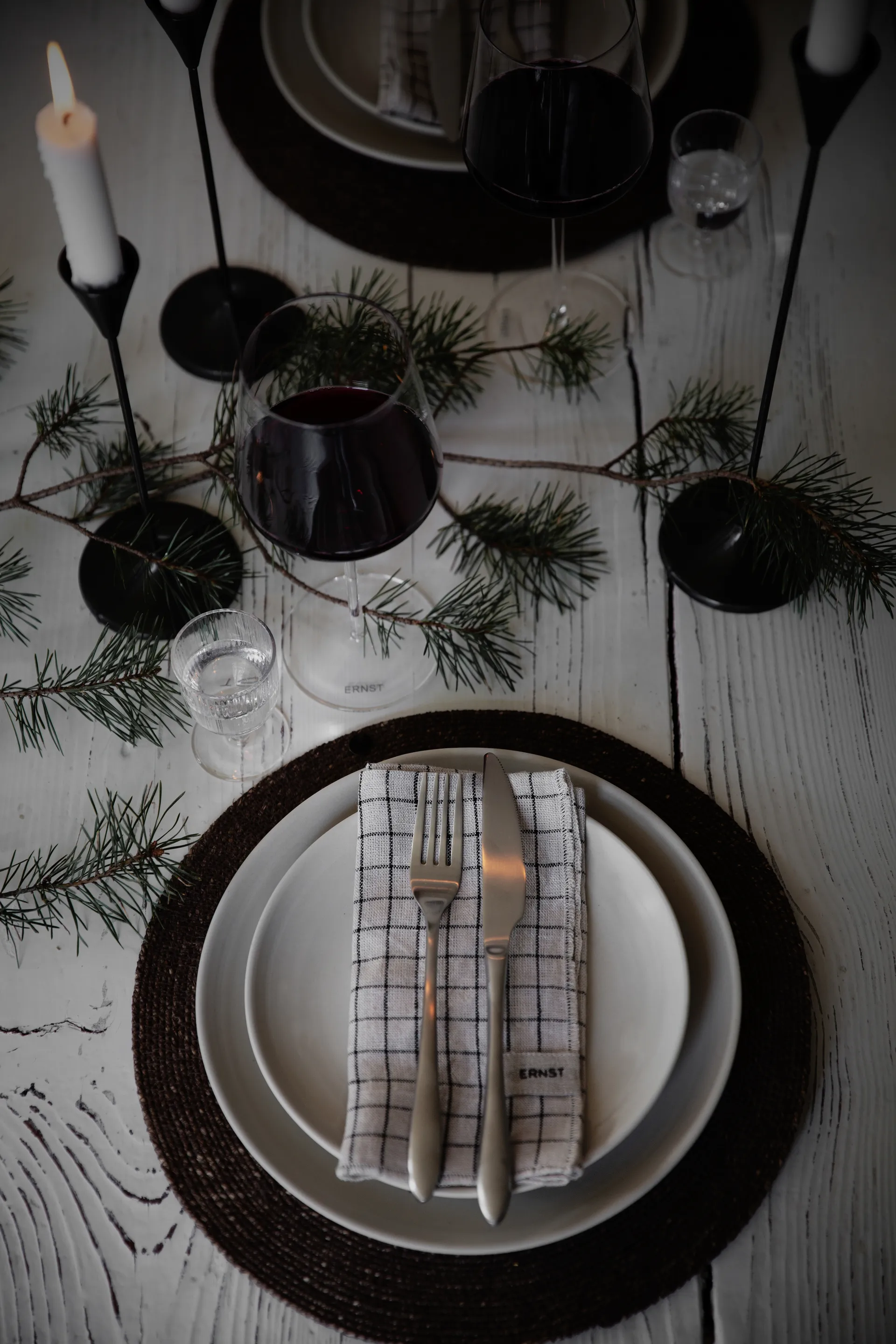 Tovagliolo Ernst a quadretti, set da 2, 40x40 cm, Nero-beige ERNST