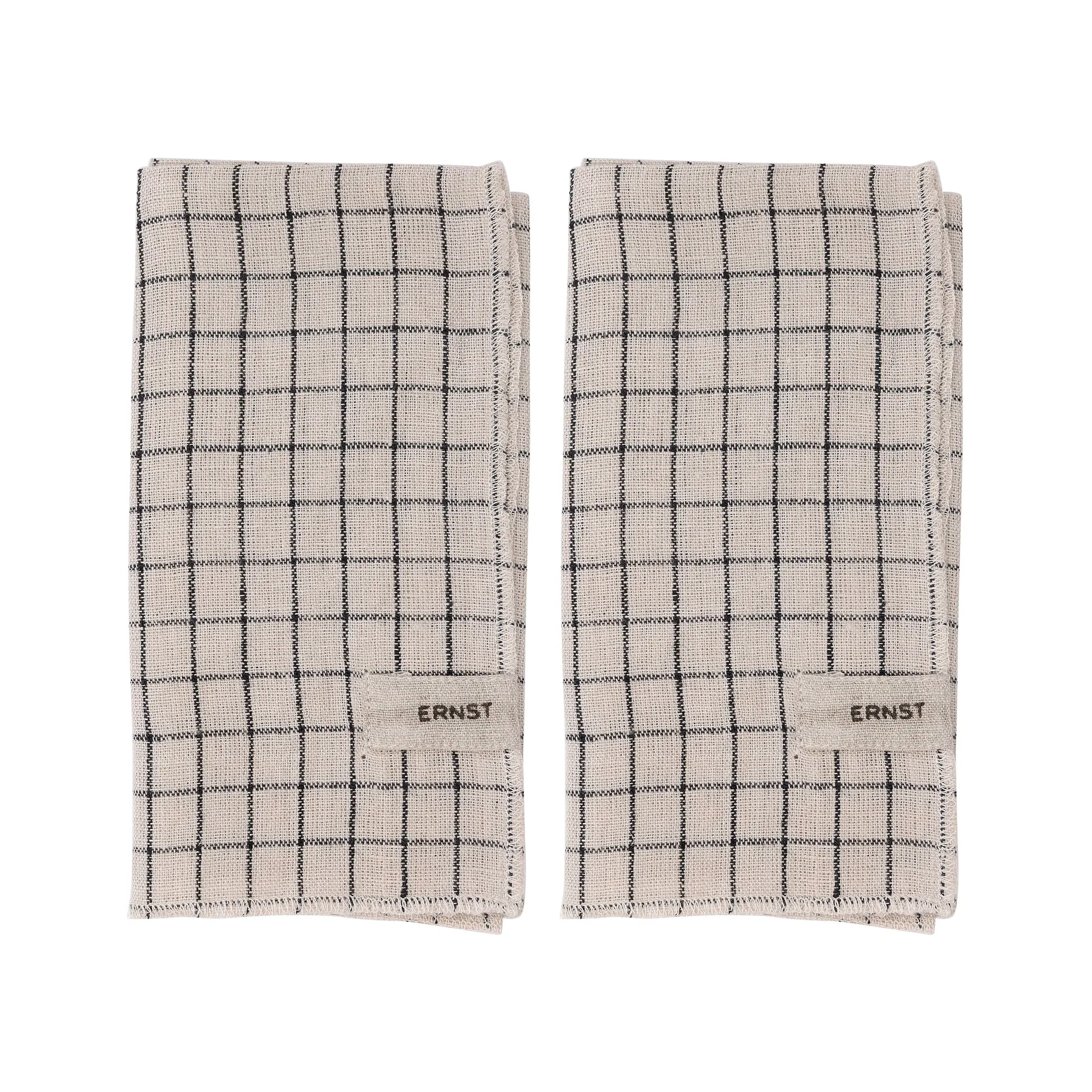 Tovagliolo Ernst a quadretti, set da 2, 40x40 cm, Nero-beige ERNST