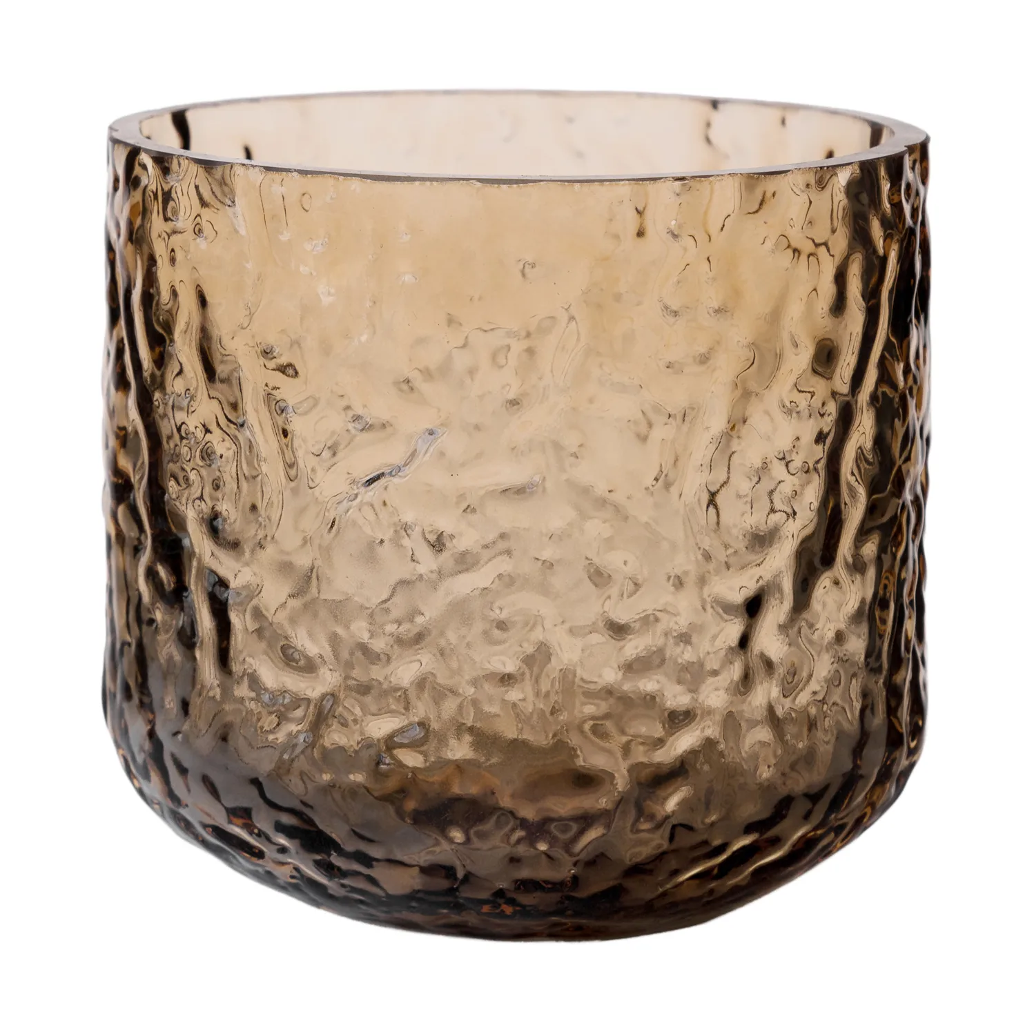 Vaso/portacandela decorato Ernst, Ambra, Ø9x10 cm ERNST