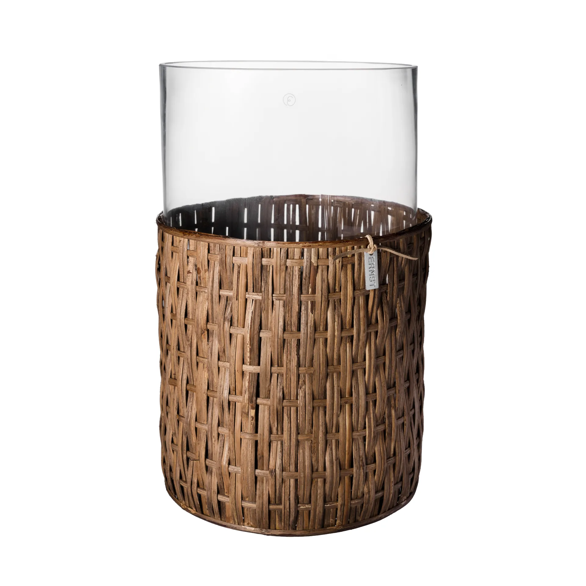 Vaso/portacandela Ernst in cestino, Marrone scuro, Ø18x30 cm ERNST