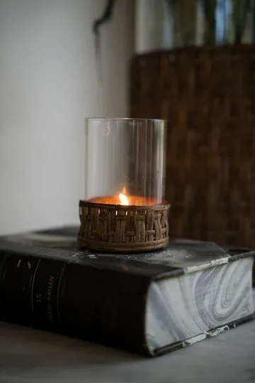 Vaso/portacandela Ernst in cestino - Marrone scuro, Ø7x8,5 cm - ERNST