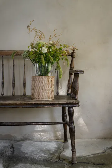 Vaso/portacandela Ernst in cestino - Natur, Ø18x30 cm - ERNST