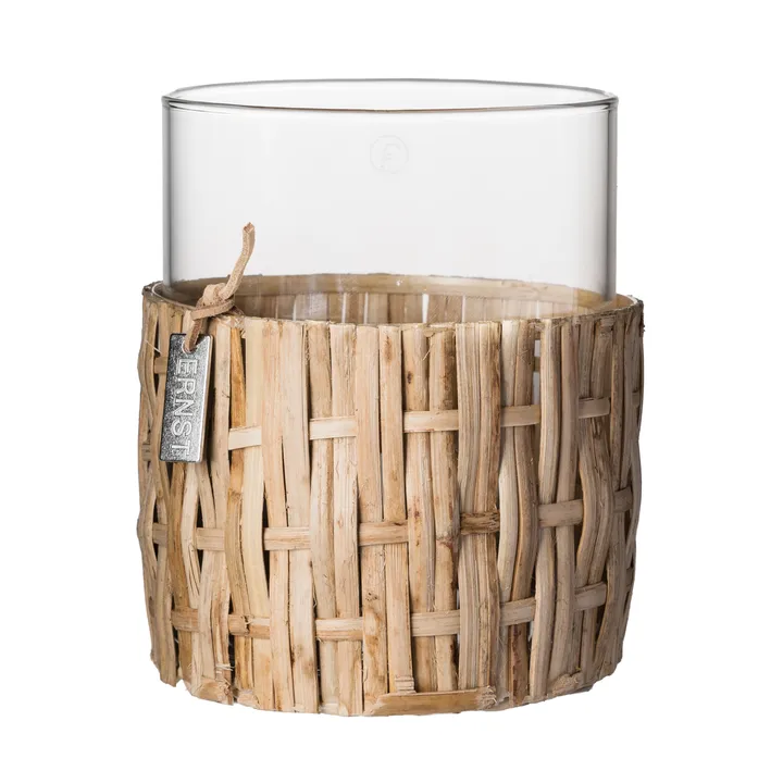 Vaso/portacandela Ernst in cestino - Natura, Ø10x12 cm - ERNST