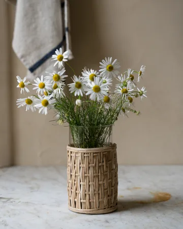 Vaso/portacandela Ernst in cestino - Naturale, Ø10×18 cm - ERNST