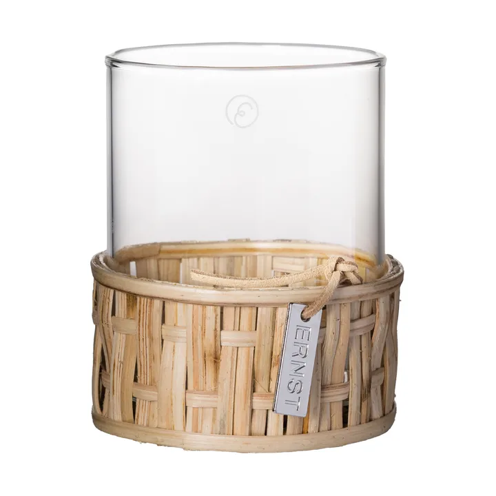 Vaso/portacandela Ernst in cestino - Naturale, Ø7x8,5 cm - ERNST