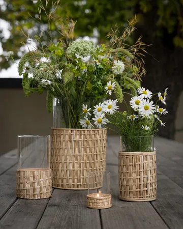 Vaso/portacandela Ernst in cestino - Naturale, Ø7x8,5 cm - ERNST