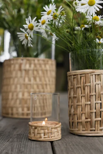 Vaso/portacandela Ernst in cestino - Naturale, Ø7x8,5 cm - ERNST