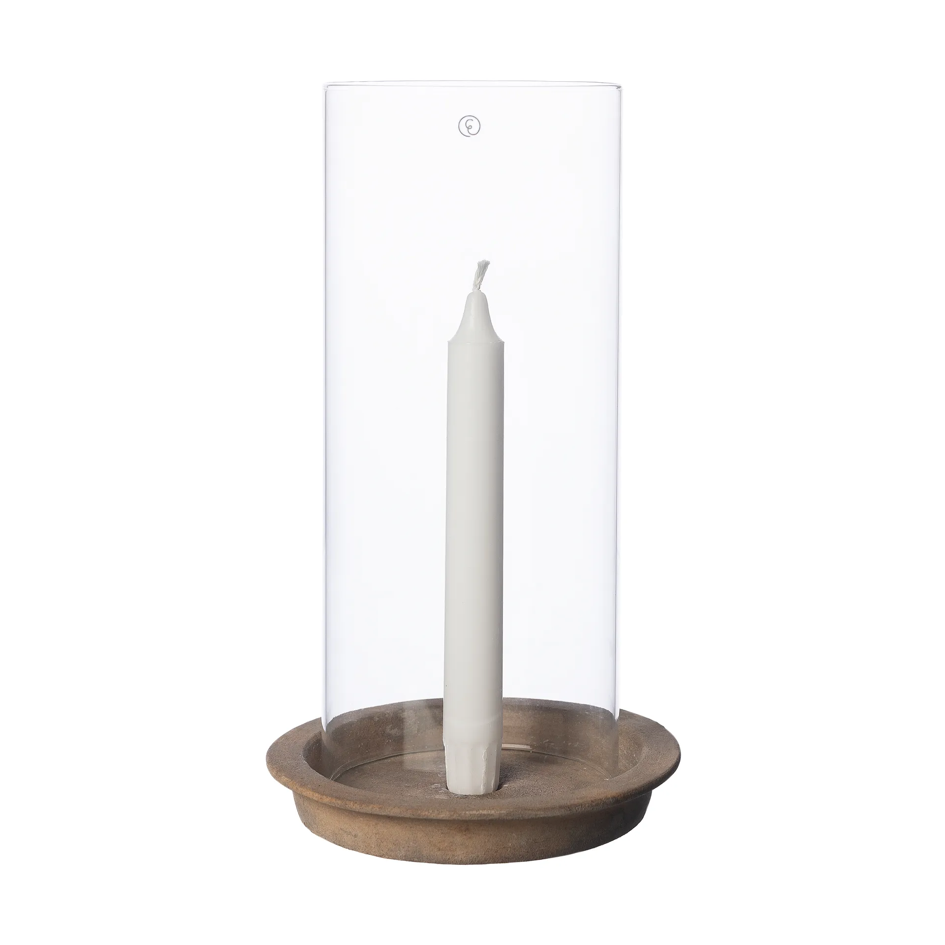 Vassoio-portacandele con cilindro di vetro Ernst 30 cm, Terracotta ERNST