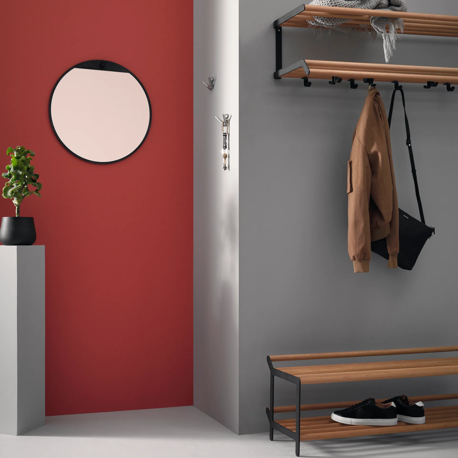 Cappelliera Tamburine 100 cm, rovere-nero Essem Design