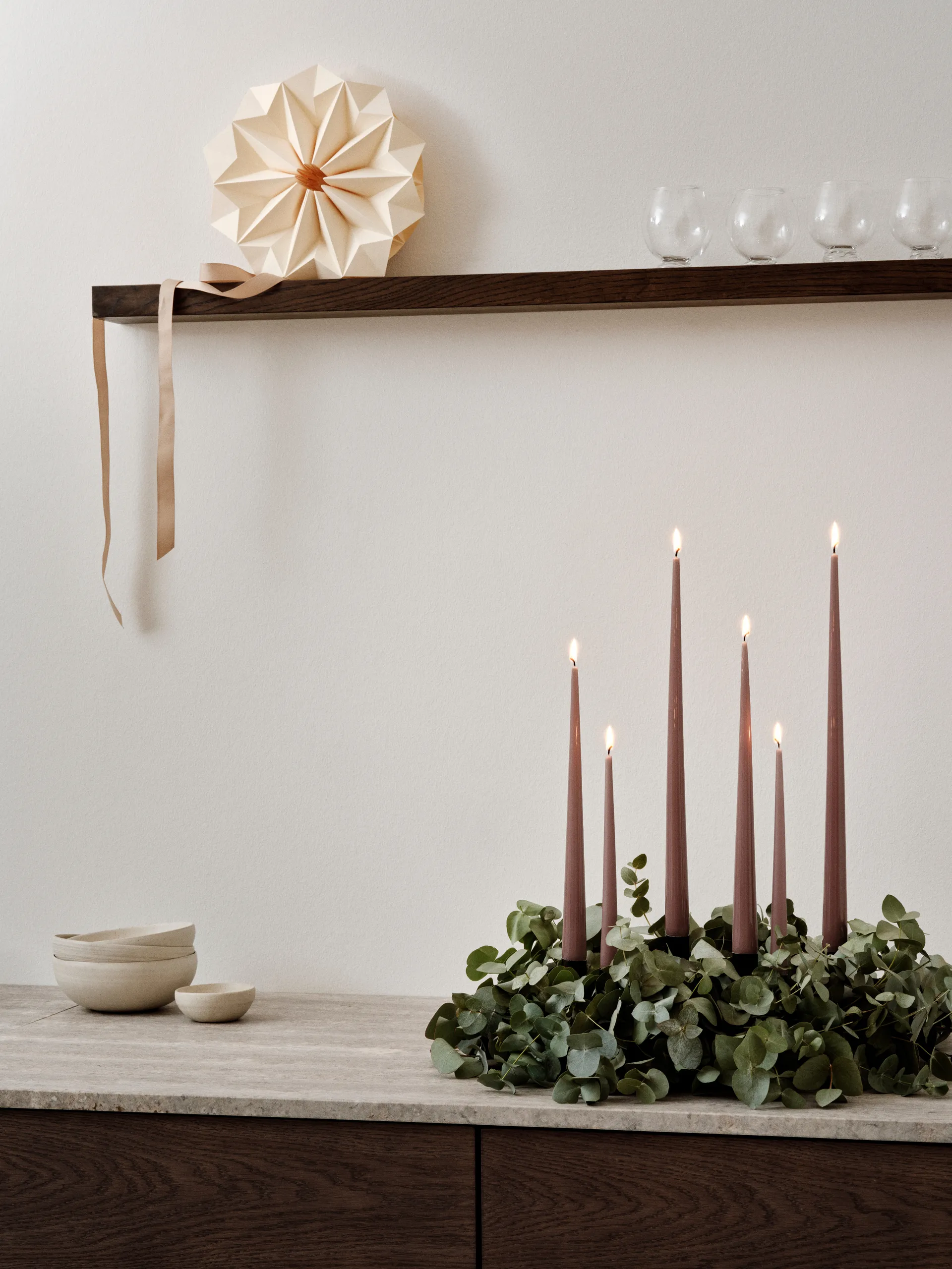 Candela ester & erik confezione da 4 lacquered, Winter rose 84, 32 cm ester & erik