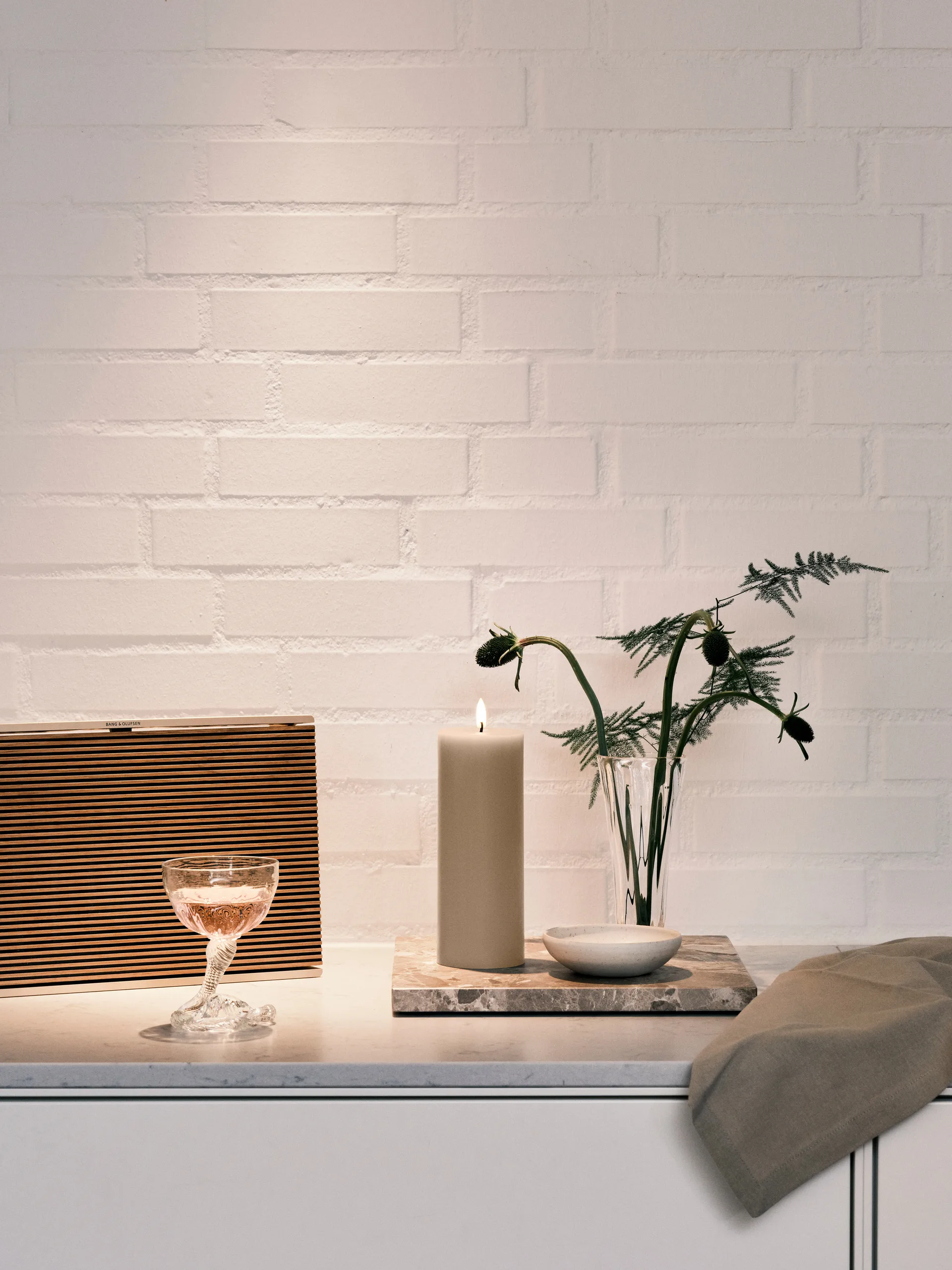 Candela ester & erik LED, 22 Linen Grey, 20 cm ester & erik