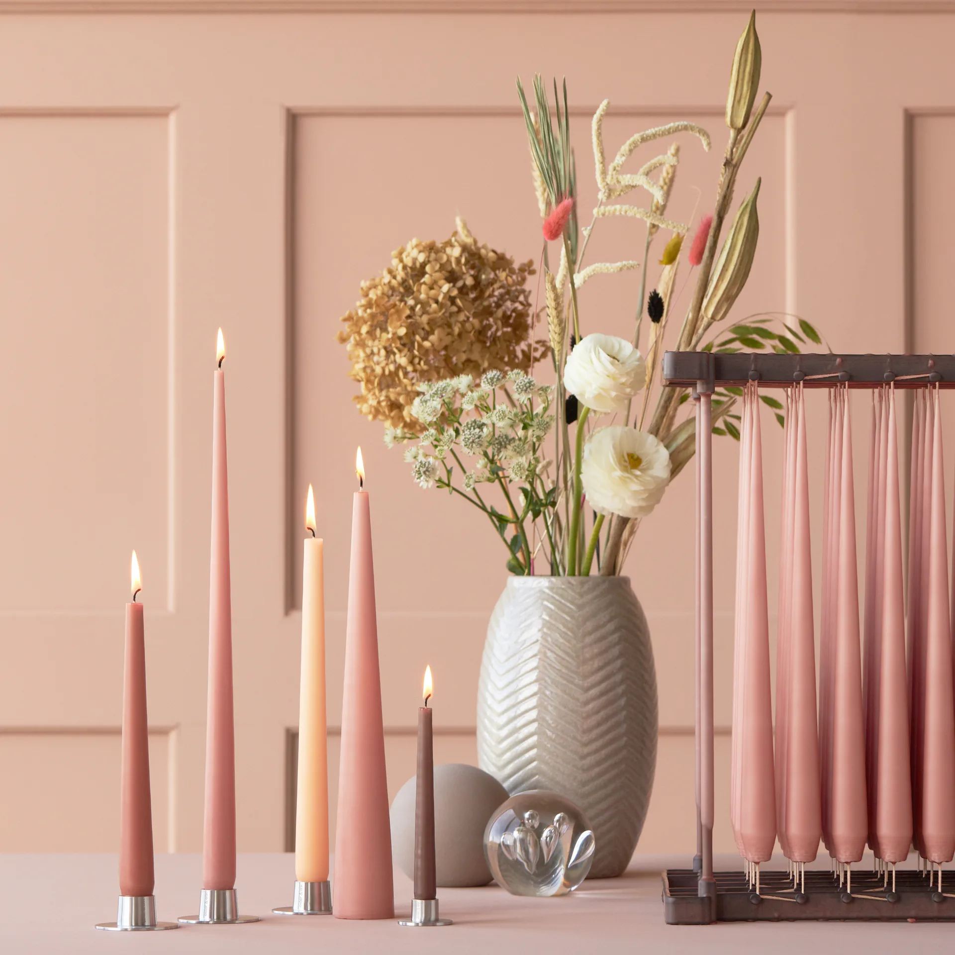 Candeliere ester & erik 34 cm 2 pezzi matte, powder beige 20-0 ester & erik