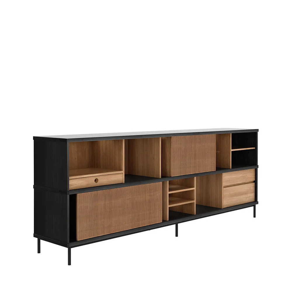 Comò Oscar, Teak 2 porte scorrevoli 3 cassetti Ethnicraft