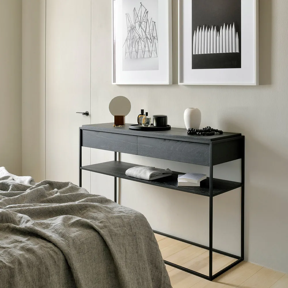 Consolle Monolit 122x40 cm, Rovere nero-Black Ethnicraft