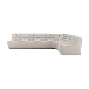 Divano modulare ad angolo N701 con angolo arrotondato, tessuto Beige, 301x171 cm - Ethnicraft