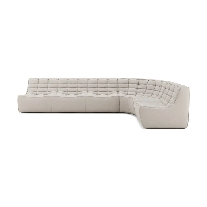 Divano modulare ad angolo N701 con angolo arrotondato, tessuto Beige, 301x171 cm - Ethnicraft