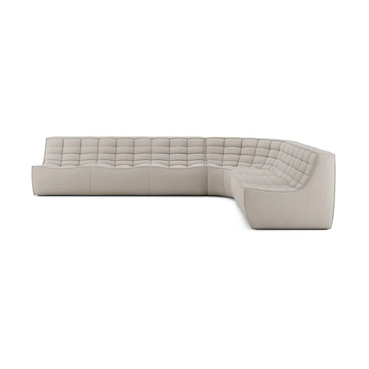 Divano modulare angolare N701 con angolo arrotondato, tessuto Beige, 330x260 cm - Ethnicraft
