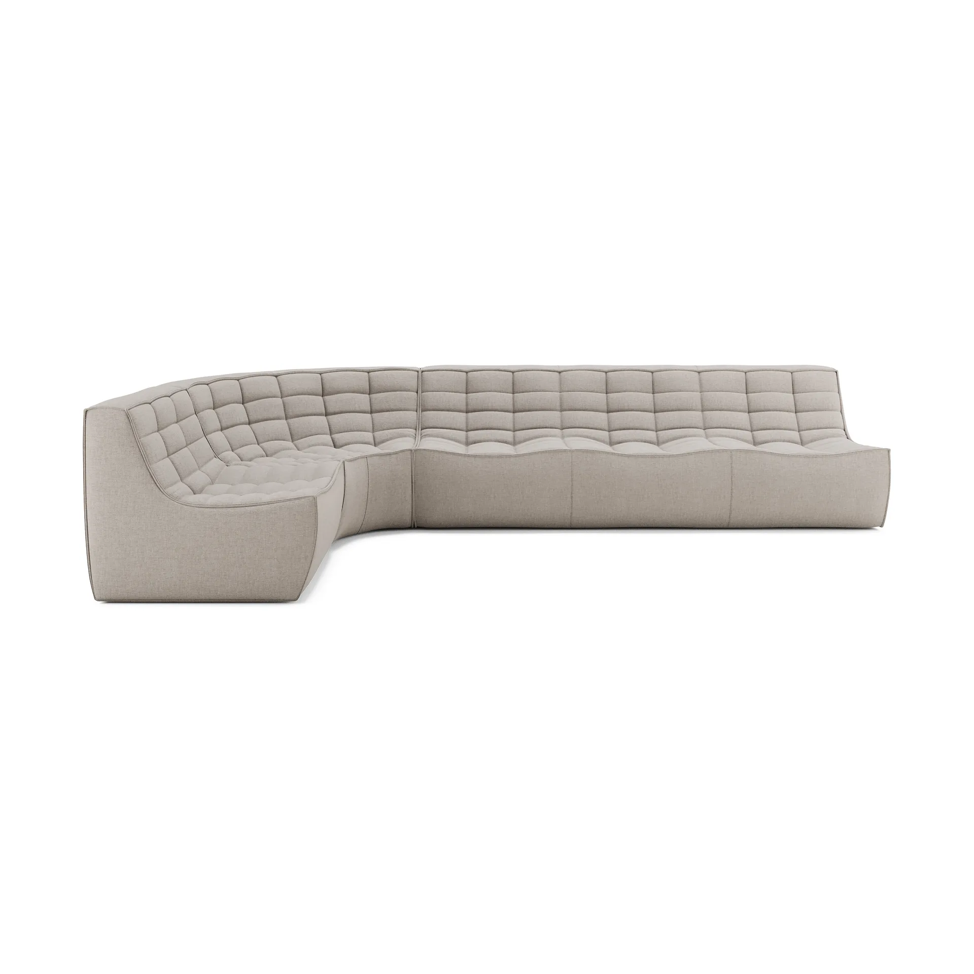 Divano modulare angolare N701 con angolo arrotondato, tessuto Ecru Beige, 301x171 cm,  Ethnicraft