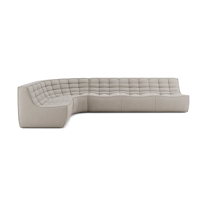 Divano modulare angolare N701 con angolo arrotondato, tessuto Ecru Beige, 301x171 cm - Ethnicraft