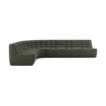 Divano modulare angolare N701 con angolo arrotondato, tessuto Moss Eco, 301x171 cm - Ethnicraft