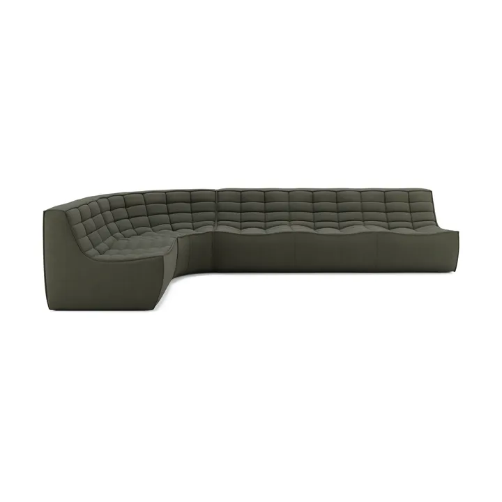 Divano modulare angolare N701 con angolo arrotondato, tessuto Moss Eco, 301x171 cm - Ethnicraft