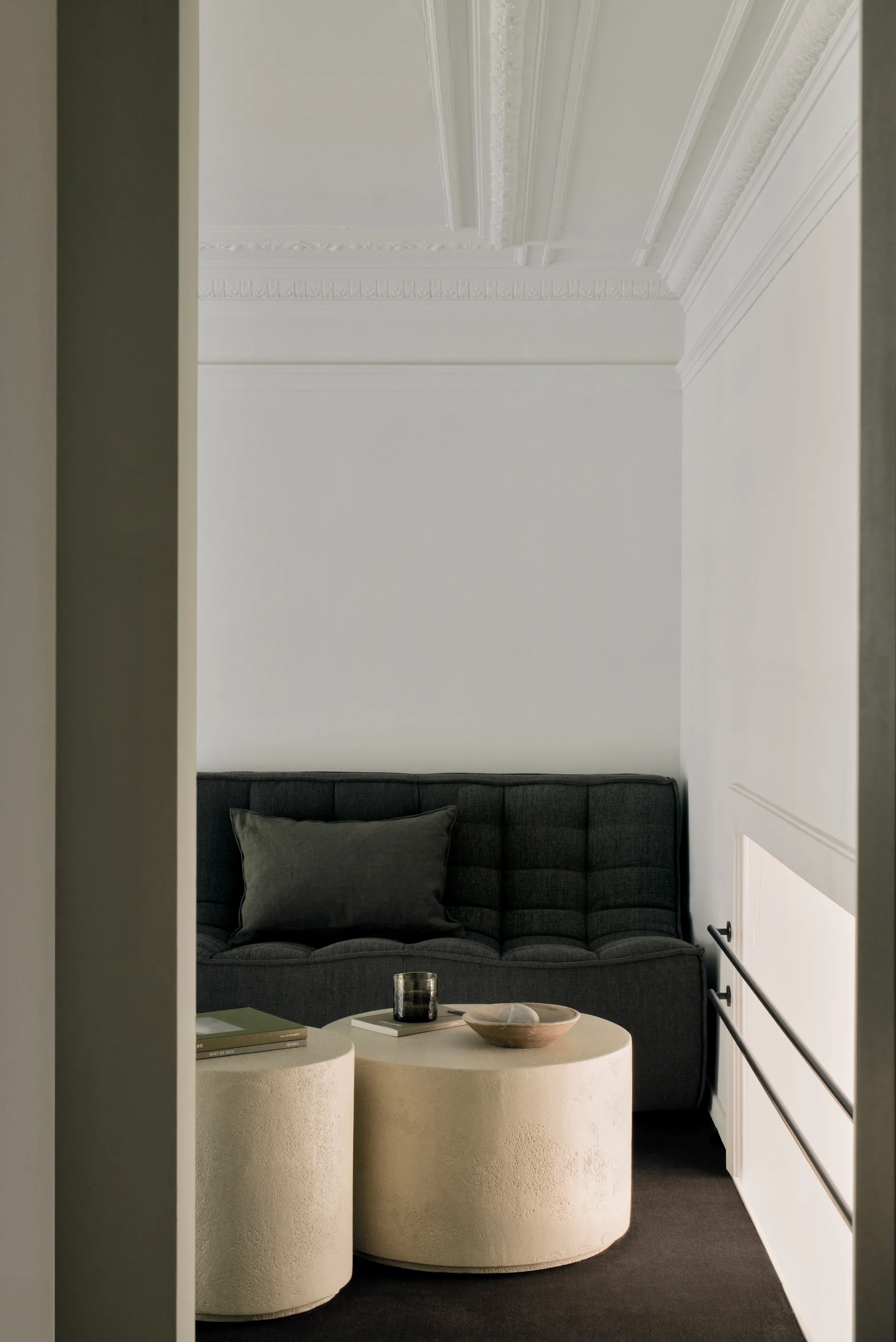 Divano modulare angolare N701 con angolo arrotondato, tessuto Moss Eco, 301x171 cm,  Ethnicraft