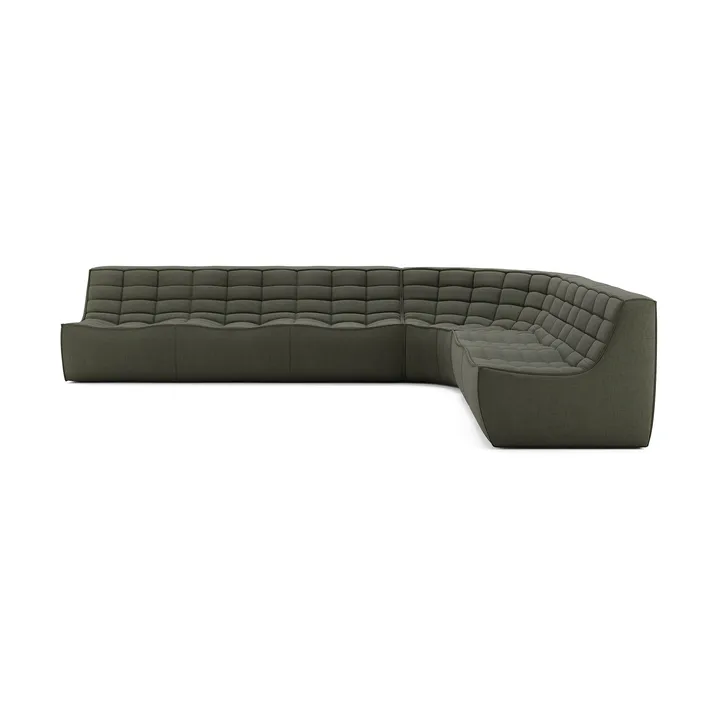 Divano modulare angolare N701 con angolo arrotondato, tessuto Moss Eco, 330x260 cm - Ethnicraft