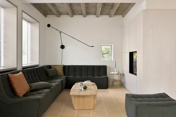 Divano modulare angolare N701 con angolo arrotondato, tessuto Moss Eco, 330x260 cm - Ethnicraft